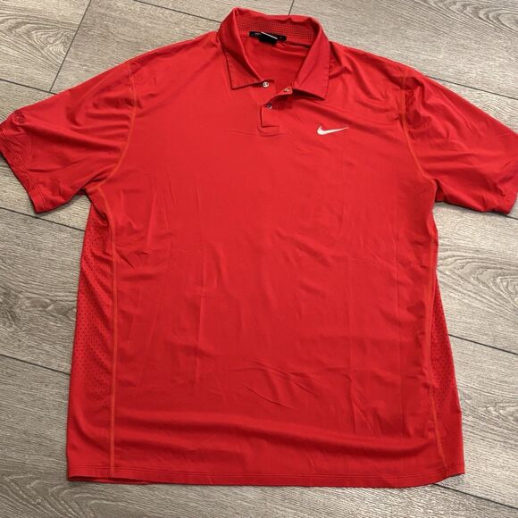 Nike Tiger Woods Collection Golf Polo Shirt Mens Large Red Tiger Presidents Cup - Picture 1 of 7